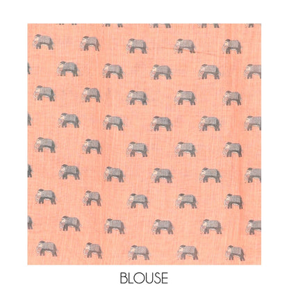 Pothys Green Linen Cotton Saree Features Polka Dots, a Contrast One-sided Elephant Motif Border, Elephant Motif Pallu, Contrast Blouse