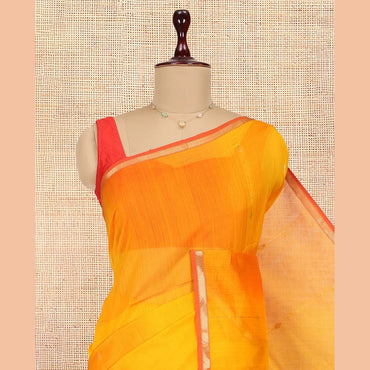 Pothys Orange Maheshwari Cotton Saree, Detailed with Zari Buttas, a Contrast Piping Zari Border, Pallu of Zari Design, and a Matching Blouse