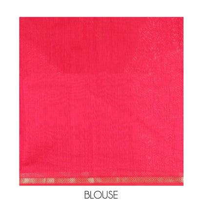 Pothys Red Maheshwari Cotton Saree, Detailed with Zari Buttas, a Zari Border, Zari Buttas Pallu, and a Matching Blouse
