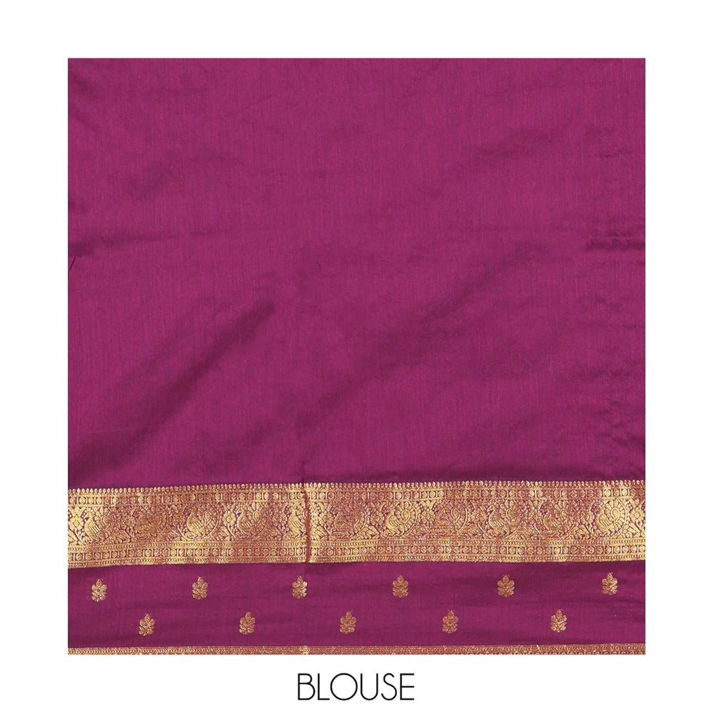 Pothys Wine Kalyani Cotton Saree, Delicately Woven with Buttas, a Traditional Zari Border, Grand Pallu, and a Matching Blouse