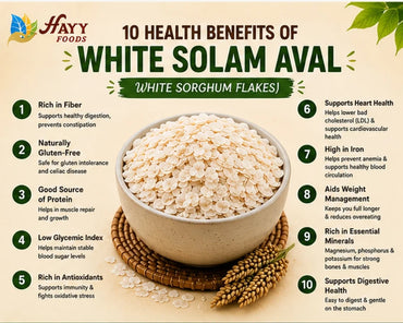 White Cholam Aval (White Sorghum Flakes) - White Jowar Poha