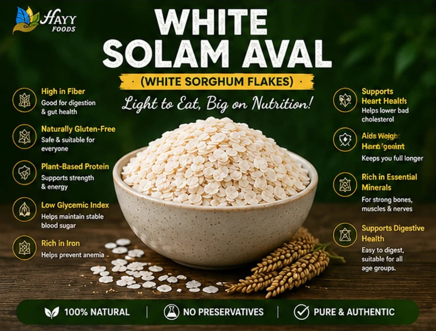 White Cholam Aval (White Sorghum Flakes) - White Jowar Poha