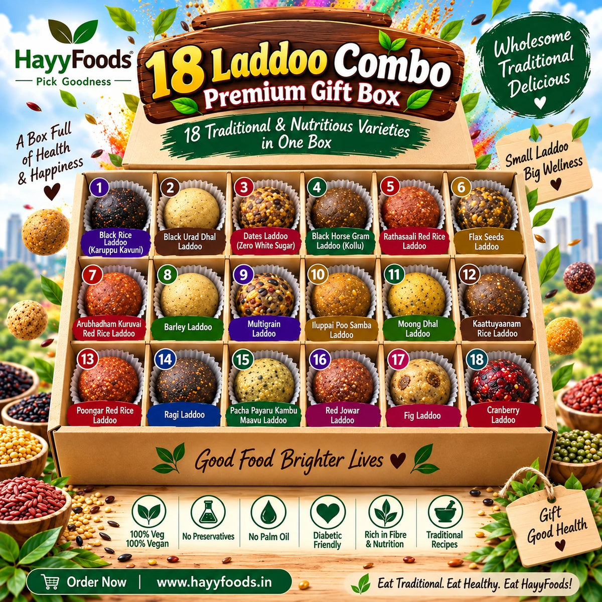 Assorted Laddoo Gift Box � 18 Varieties