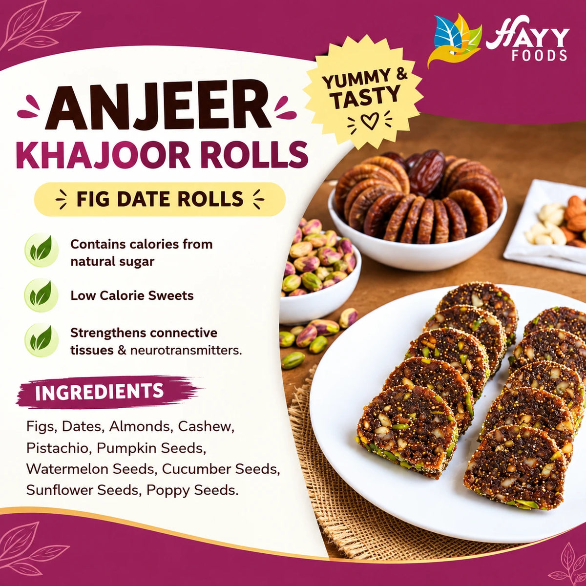 Premium Anjeer Khajoor Roll / Fig Dates Roll