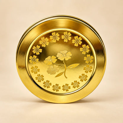 Royal Brass Spice Box – Traditional Masala Dabba with Floral Engraved Lid