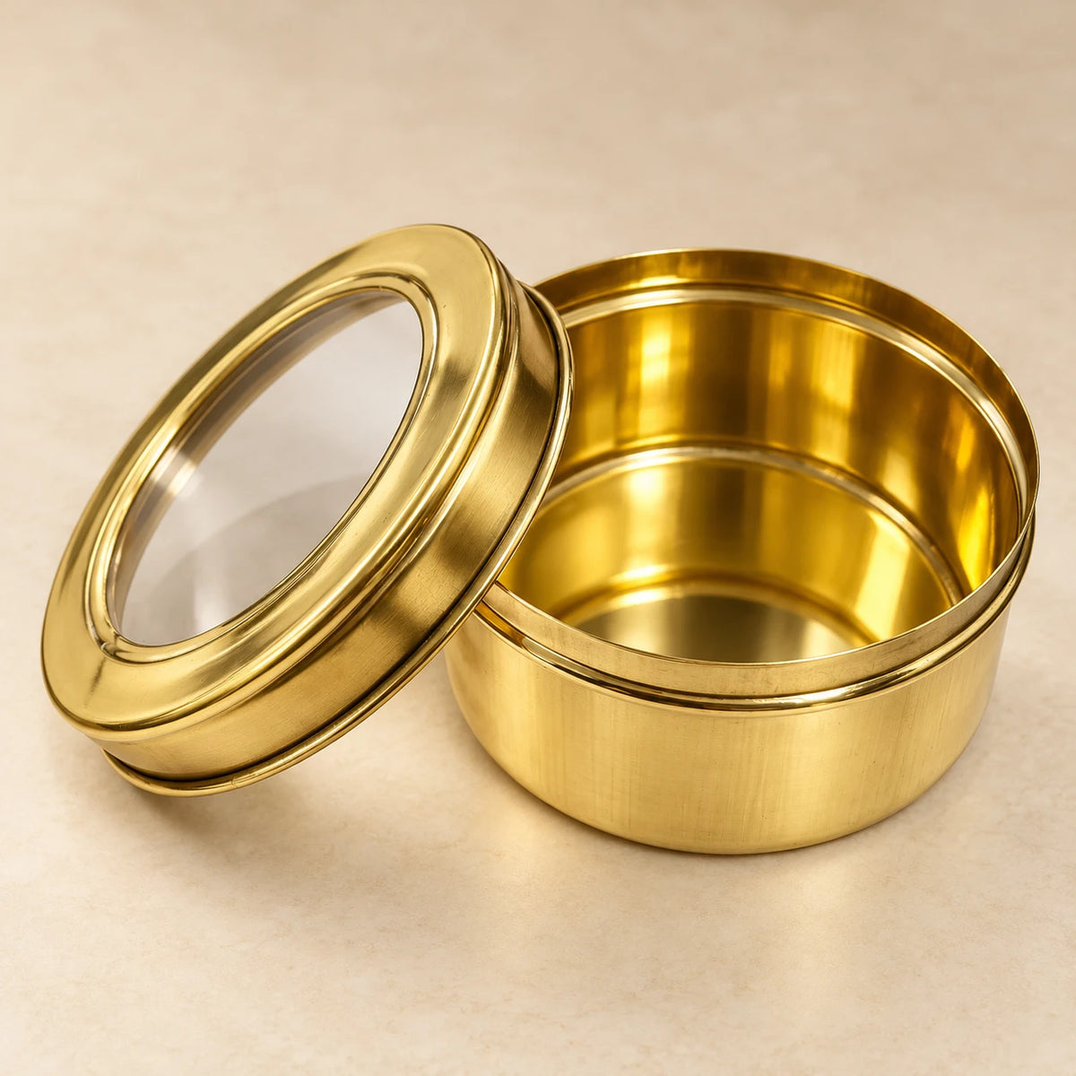 Royal Brass Storage Container with Transparent Lid