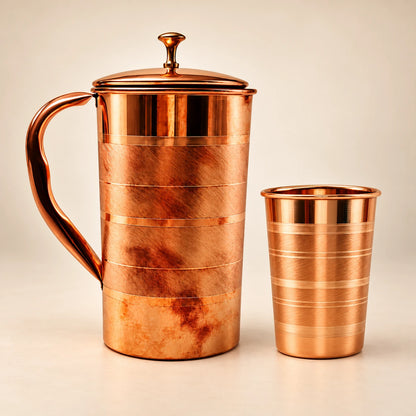 Copper Water Jug & Tumbler