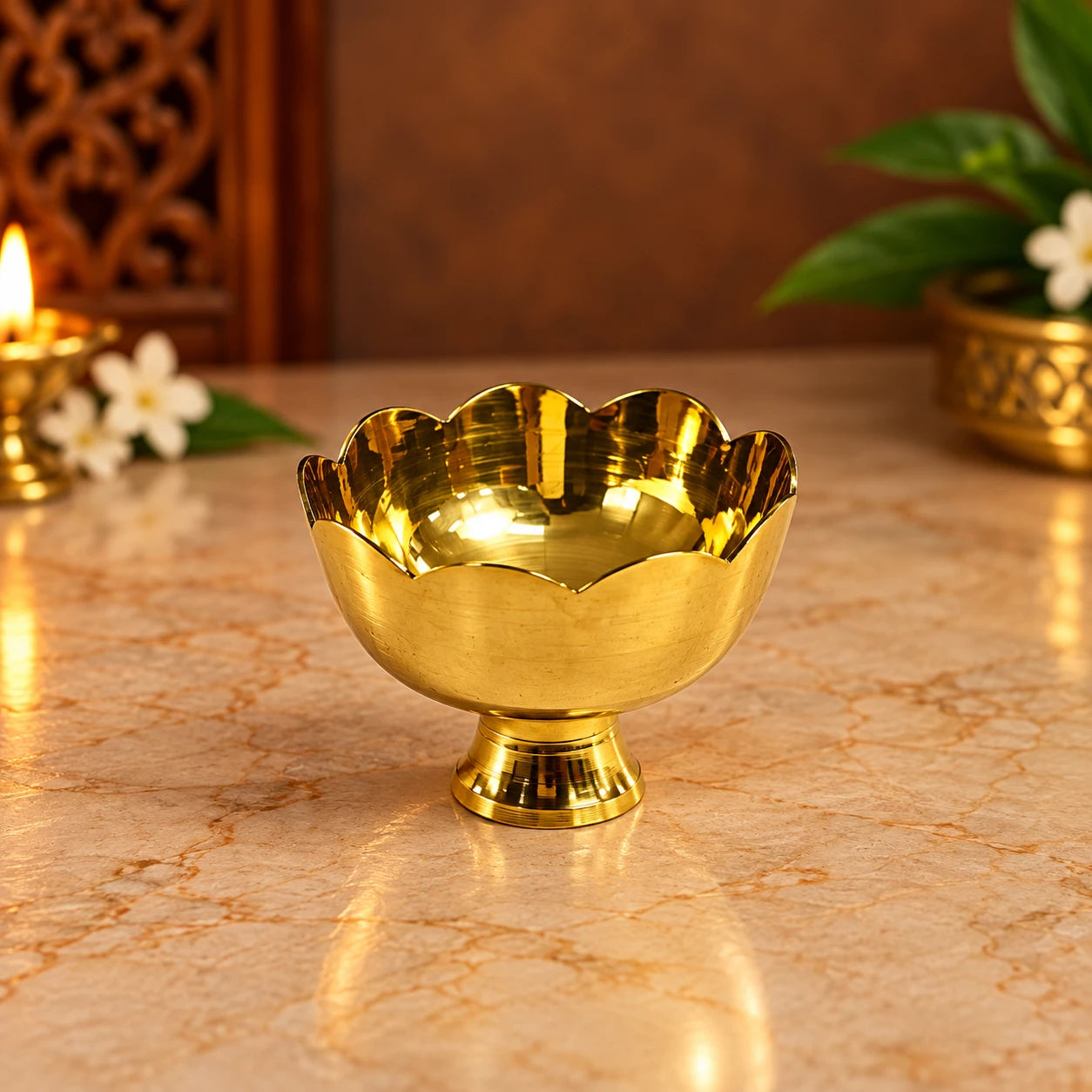 Traditional Brass Lotus Bowl – Decorative Pooja Bowl
