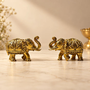 Elephant Pair - Brass
