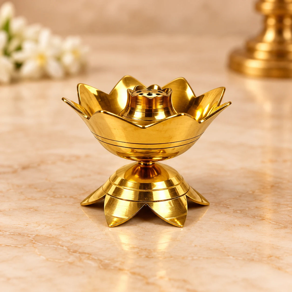 Lotus Incense Stand - Brass