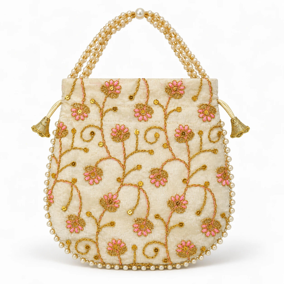 Elegant Floral Embroidered Potli Return Gift Bags