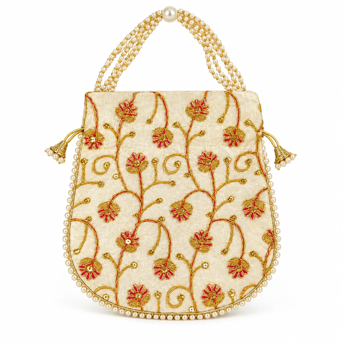 Elegant Floral Embroidered Potli Return Gift Bags