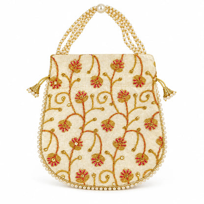 Elegant Floral Embroidered Potli Return Gift Bags