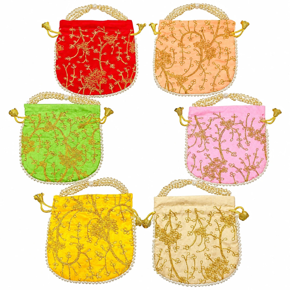 Elegant Floral Embroidered Potli Return Gift Bags