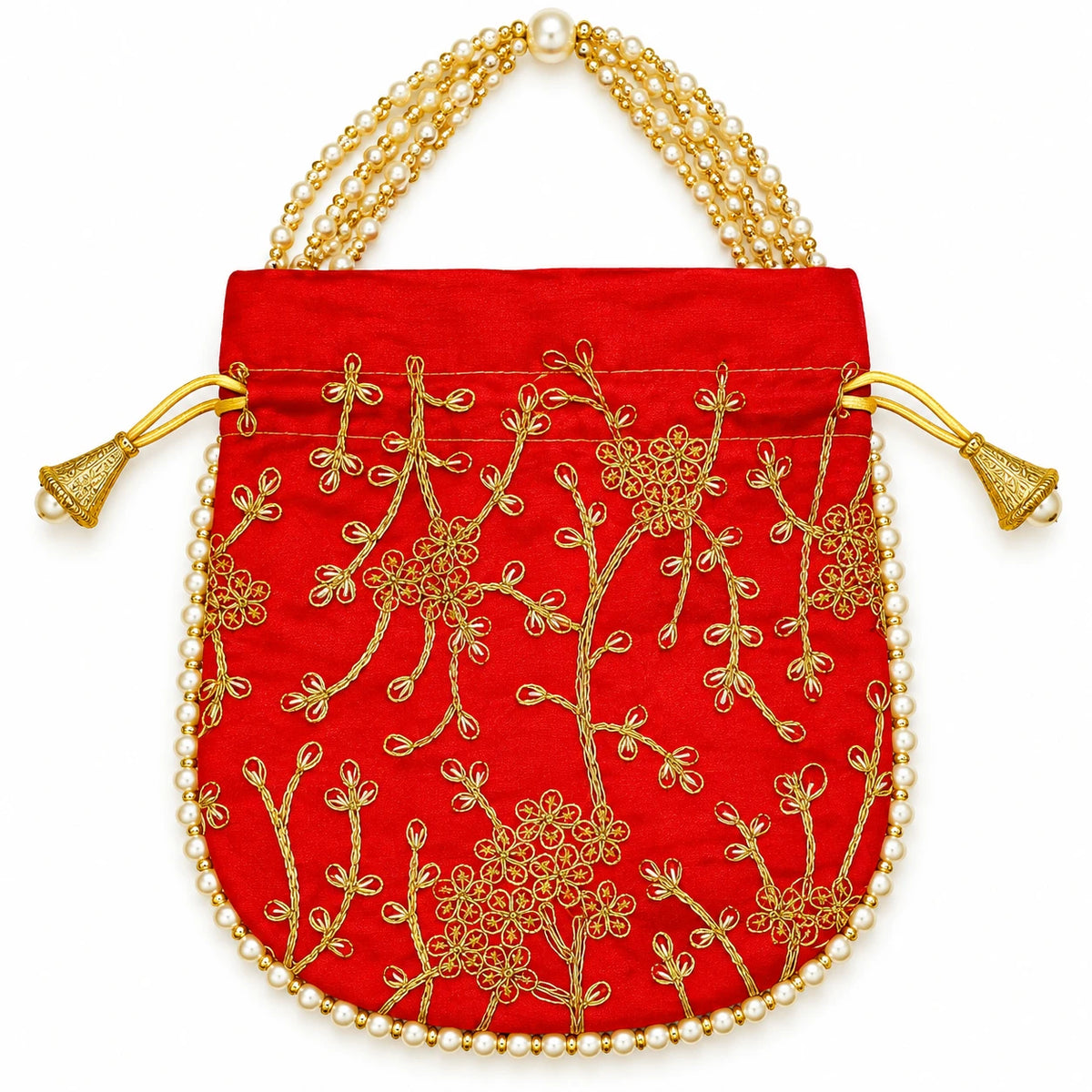 Elegant Floral Embroidered Potli Return Gift Bags