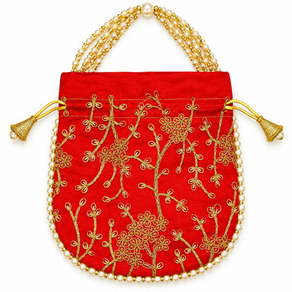 Elegant Floral Embroidered Potli Return Gift Bags