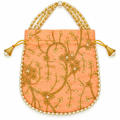 Elegant Floral Embroidered Potli Return Gift Bags