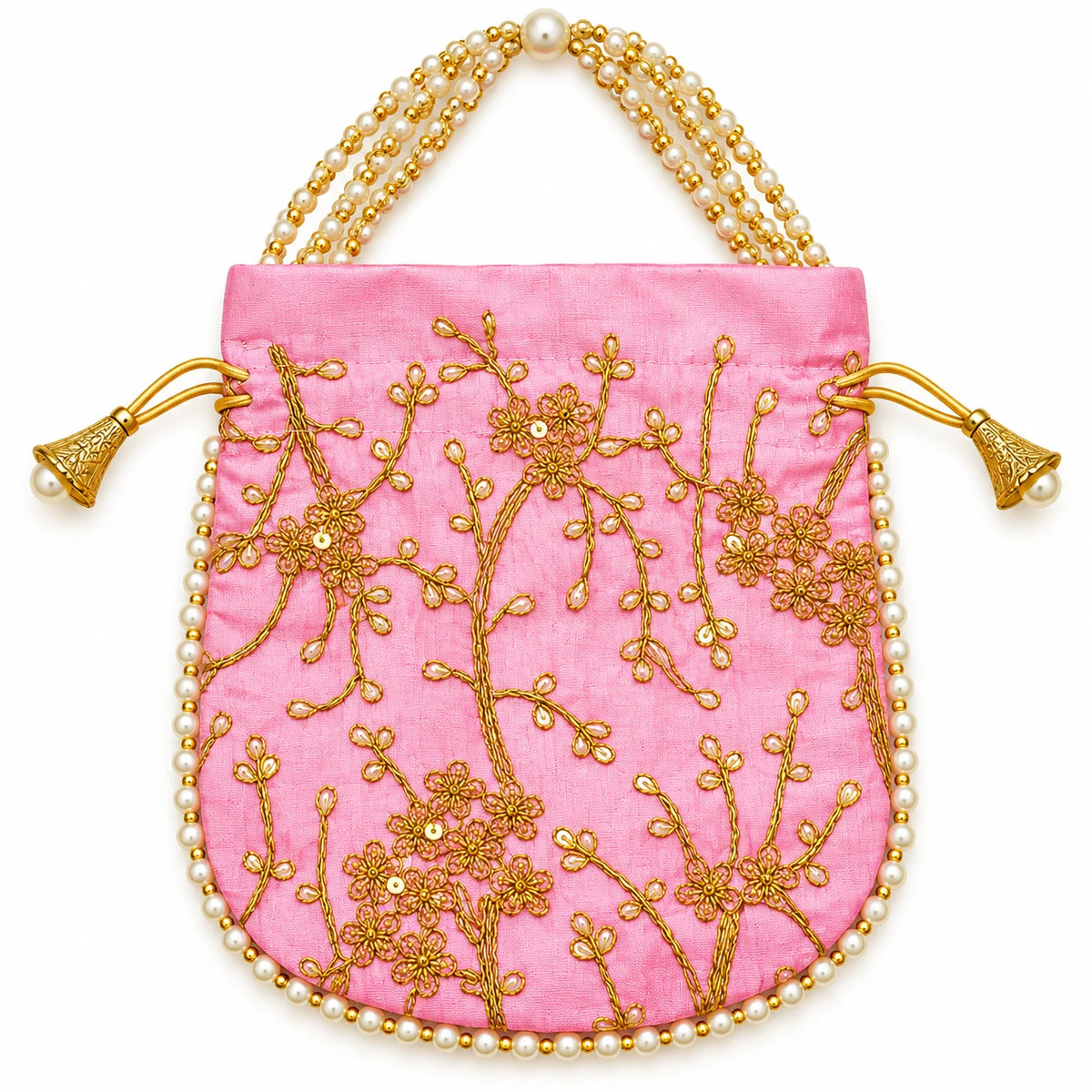 Elegant Floral Embroidered Potli Return Gift Bags
