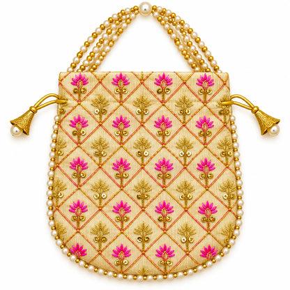 Elegant Floral Embroidered Potli Return Gift Bags