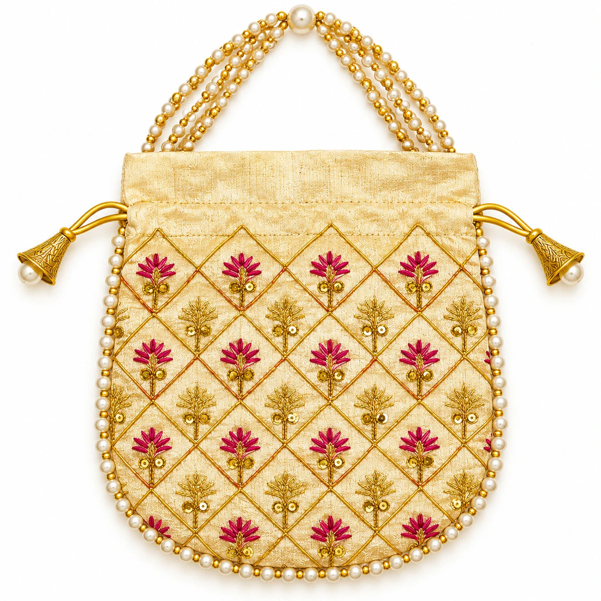 Elegant Floral Embroidered Potli Return Gift Bags