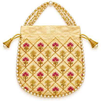 Elegant Floral Embroidered Potli Return Gift Bags