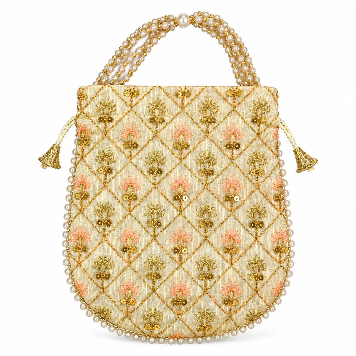 Elegant Floral Embroidered Potli Return Gift Bags