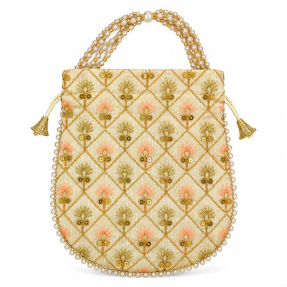 Elegant Floral Embroidered Potli Return Gift Bags
