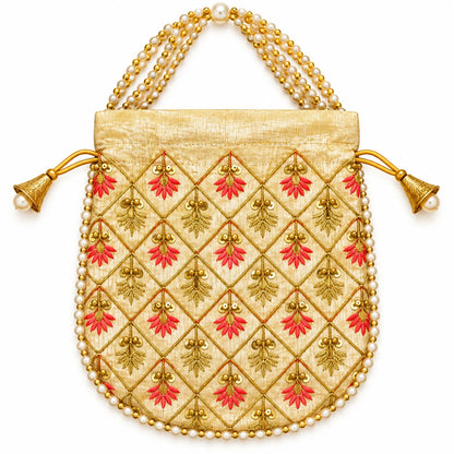 Elegant Floral Embroidered Potli Return Gift Bags