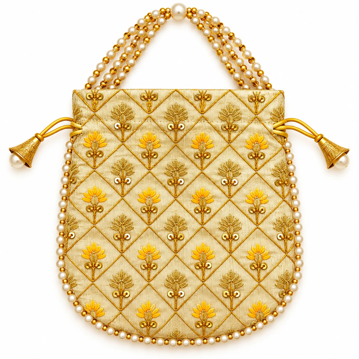 Elegant Floral Embroidered Potli Return Gift Bags