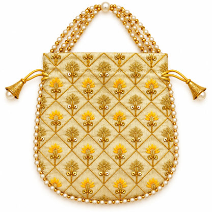 Elegant Floral Embroidered Potli Return Gift Bags