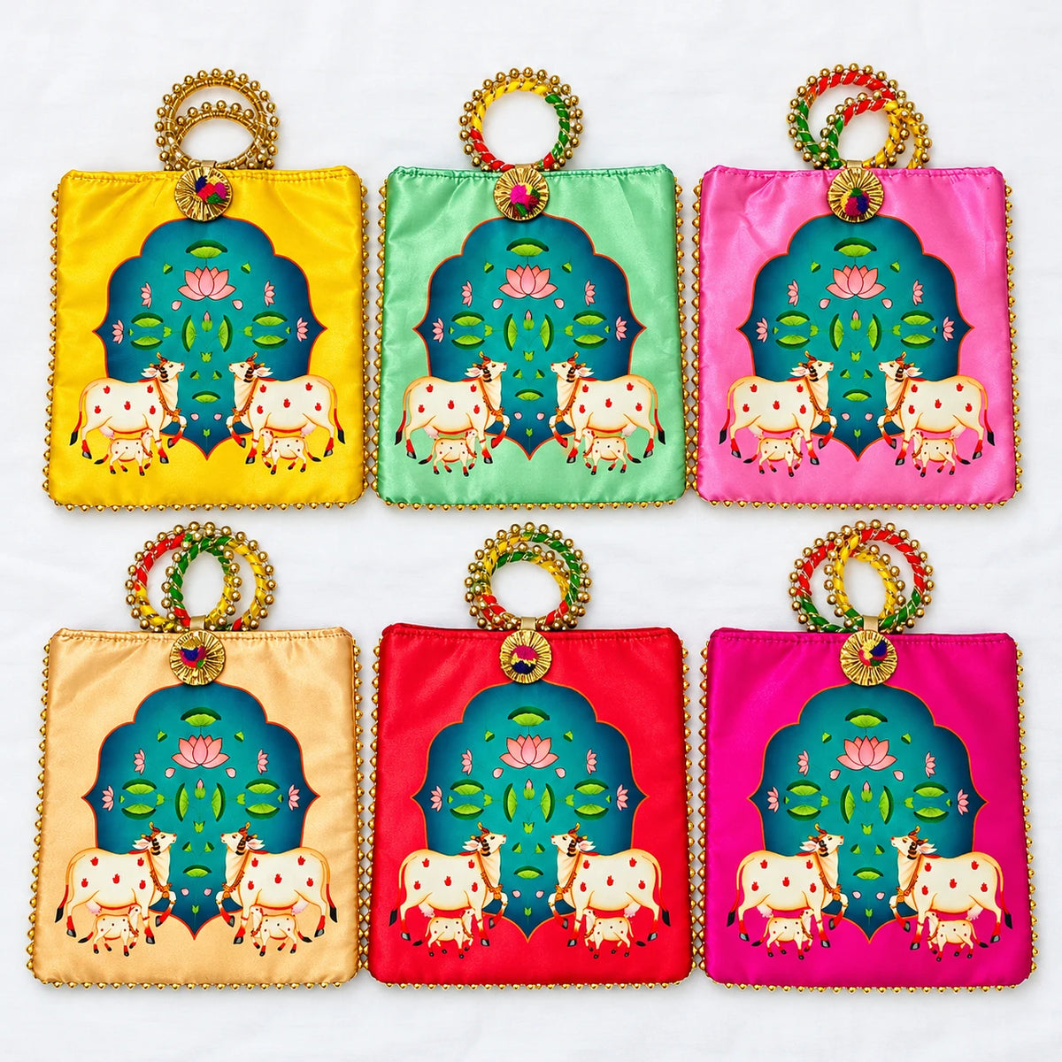 Pichwai Print Bags – Traditional Indian Return Gift Bags