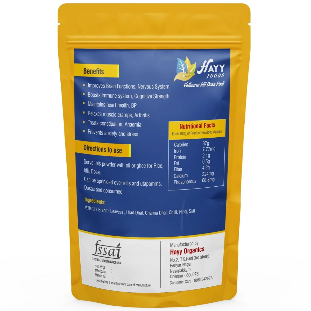 Vallarai Keerai idli Powder