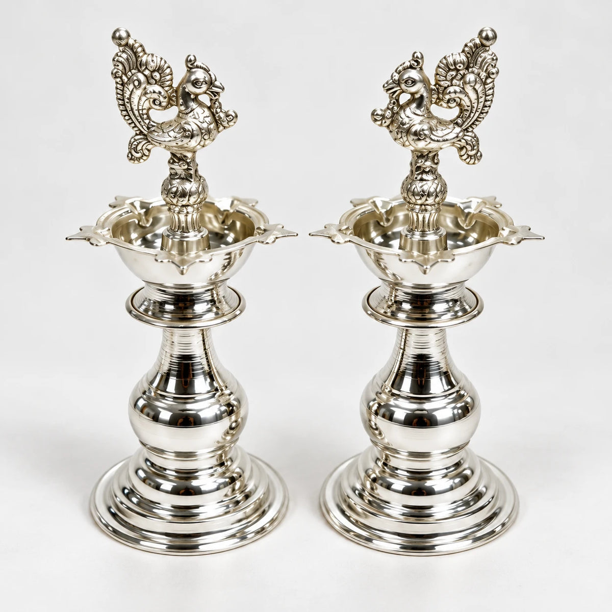 German Silver Kuthuvilakku - Pair