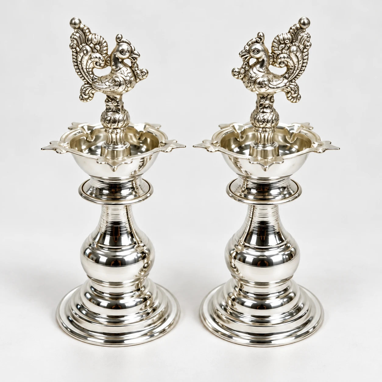 German Silver Kuthuvilakku - Pair