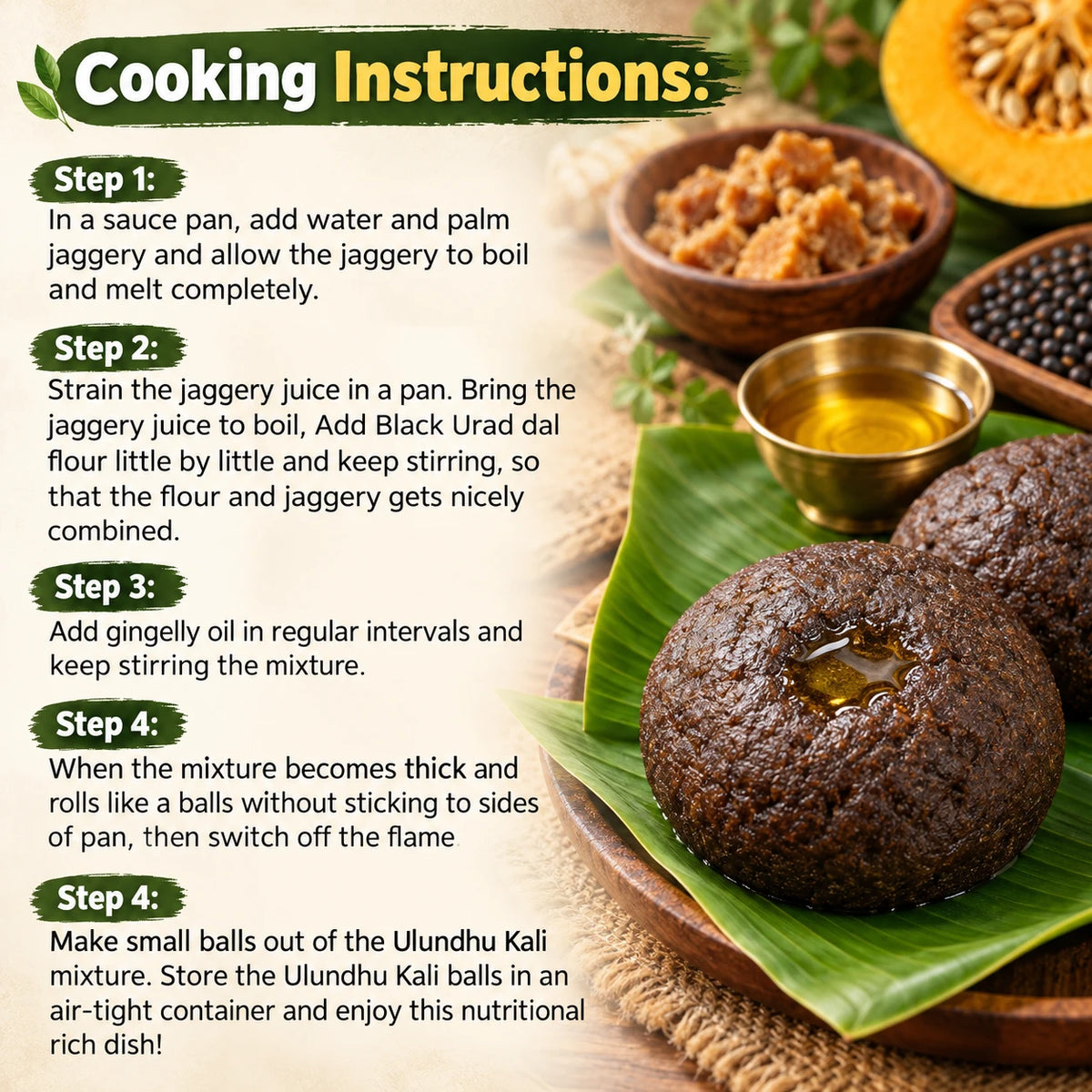 Karuppu Ulundhu Kali Mix - Black Urad Dal Pudding Mix