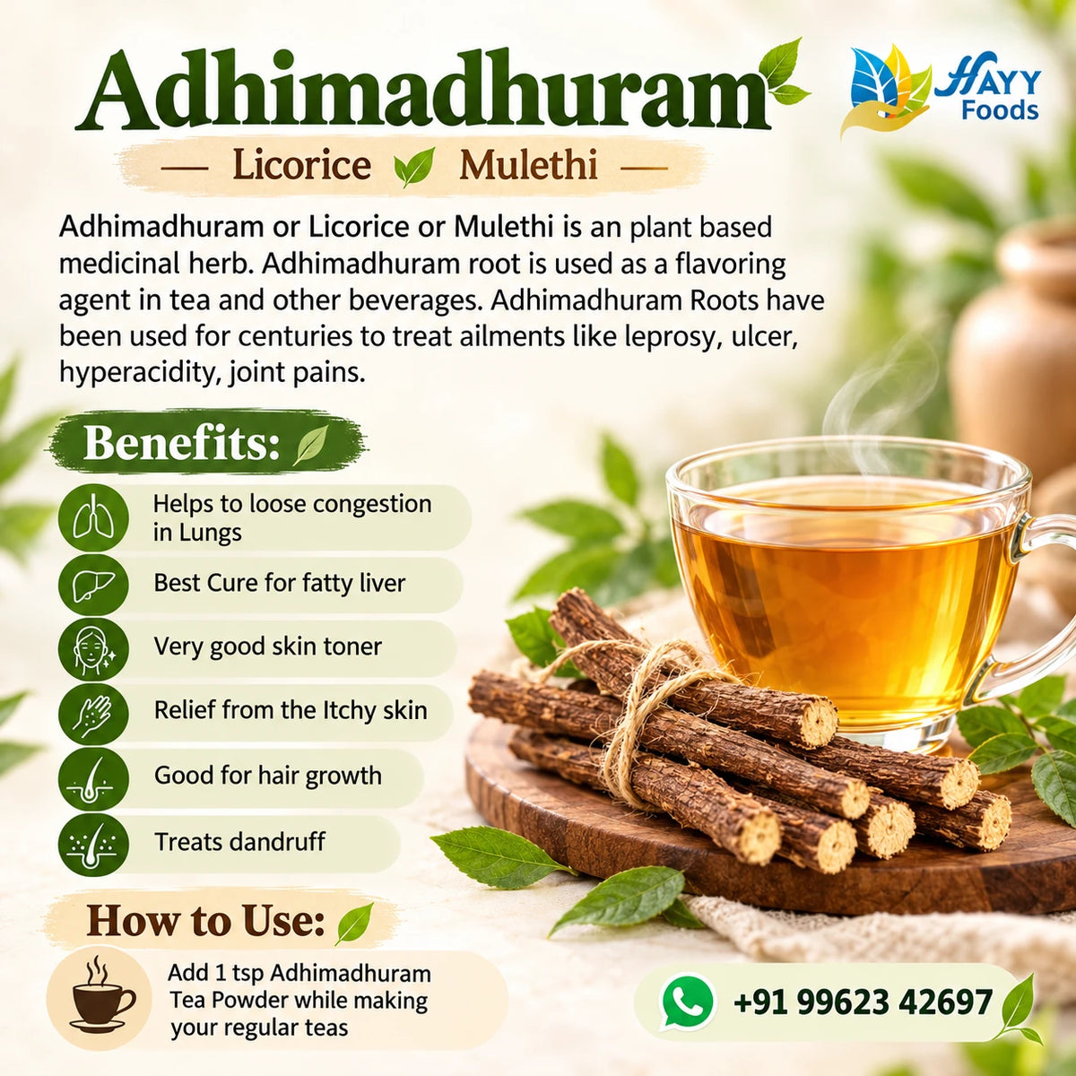 Adhimadhuram (Licorice root) tea Powder