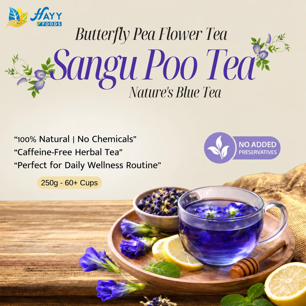 Butterfly Pea Flowers - Dried Sangu Poo Tea