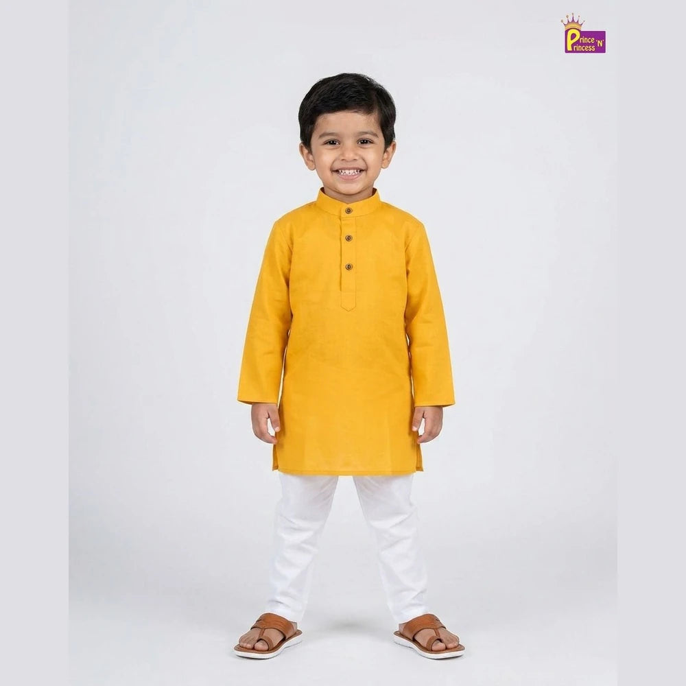 Boys Mango Yellow Cotton Kurta Pajama KP215
