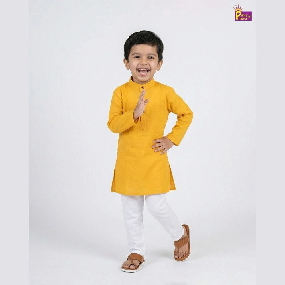 Boys Mango Yellow Cotton Kurta Pajama KP215