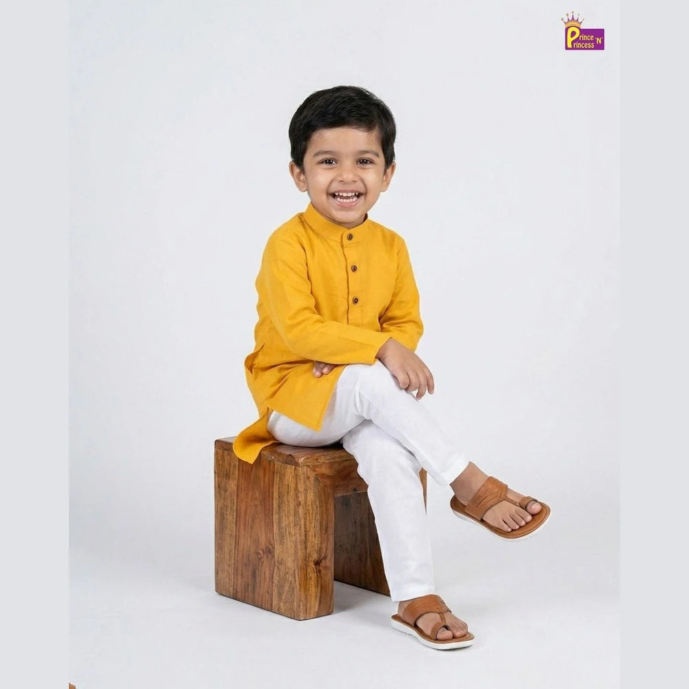 Boys Mango Yellow Cotton Kurta Pajama KP215