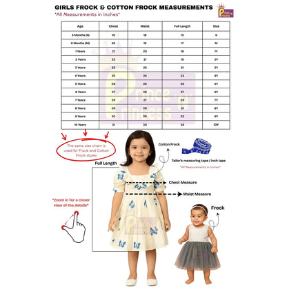 Girls Cotton Ikkat Knee Frock - Breathable Summer Dress for Kids CF397