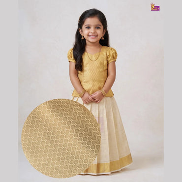 Onam Pattu Pavadai for Girls | Kerala Kasavu Pattu Pavadai Set PPP2100_1