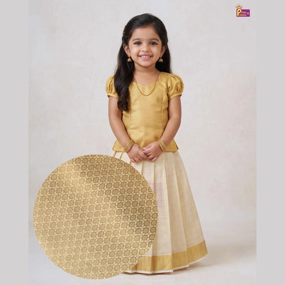 Onam Pattu Pavadai for Girls | Kerala Kasavu Pattu Pavadai Set PPP2100_1