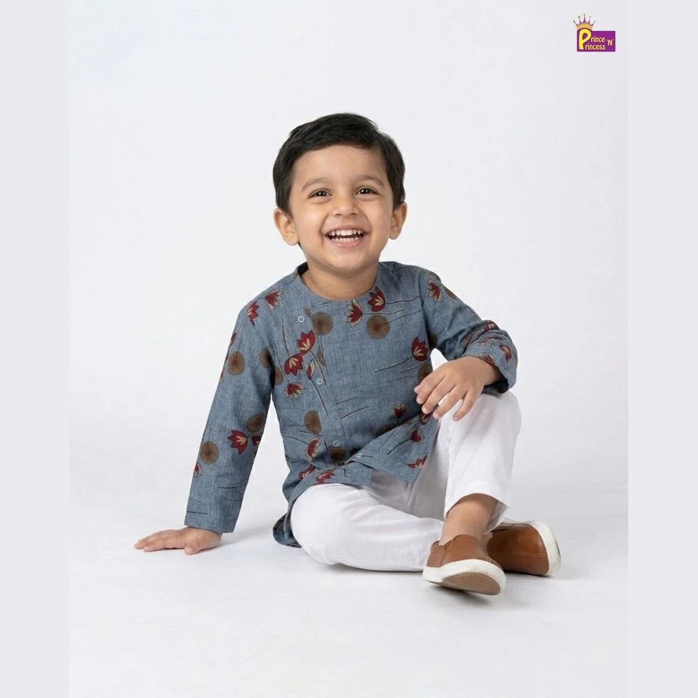 Boys Blue-Grey Kurta Pajama KP033