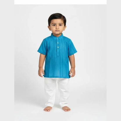 Boys Blue Linen Cotton Kurta Pajama KP198