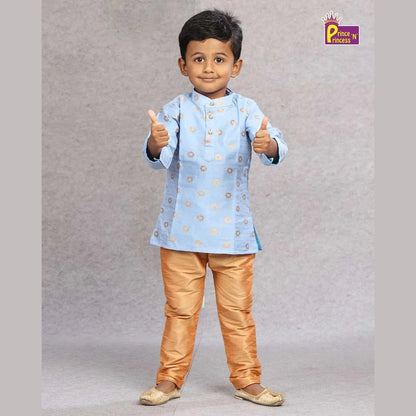 Boys Blue Silk Kurta Sandal Pajama KP088