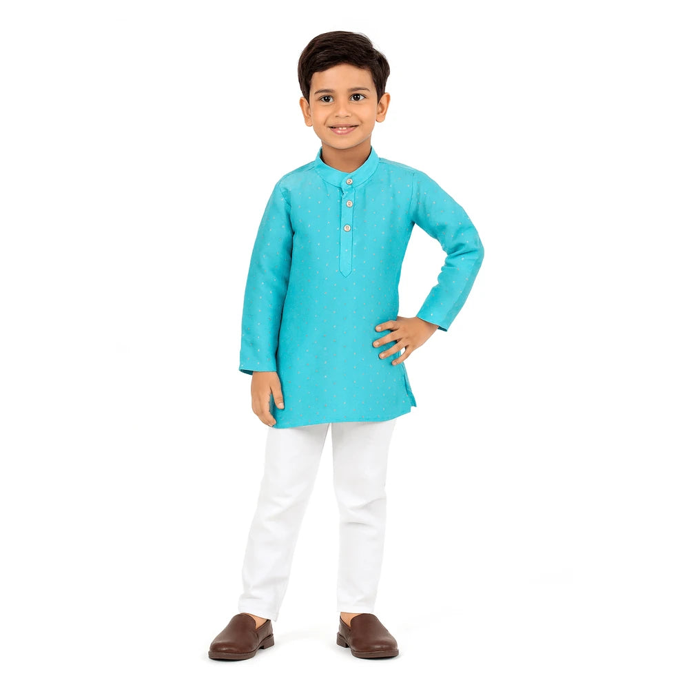 Boys Blue White Brown Kurta Pajama KP109