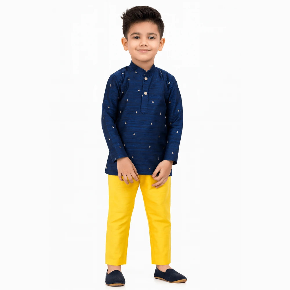 Boys Blue Yellow Kurta Pajama KP084