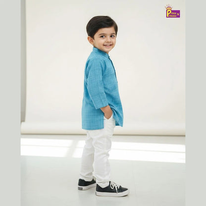 Boys Cotton Blue white kurta Pajama KP060