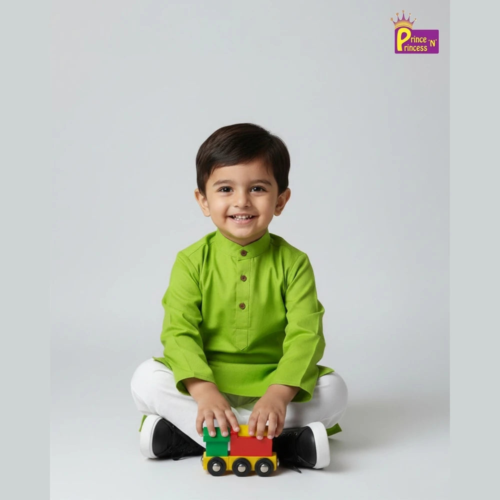 Boys Green Cotton Kurta Pajama KP014